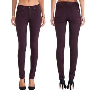 Rag & Bone Mid-Rise Skinny Legging Jeans in Wine, Size 27, Stretch Casual